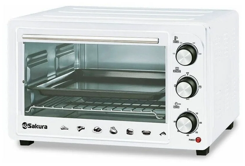 Духовка электрическая Sakura SA-7025W 1500Вт 30л таймер бел