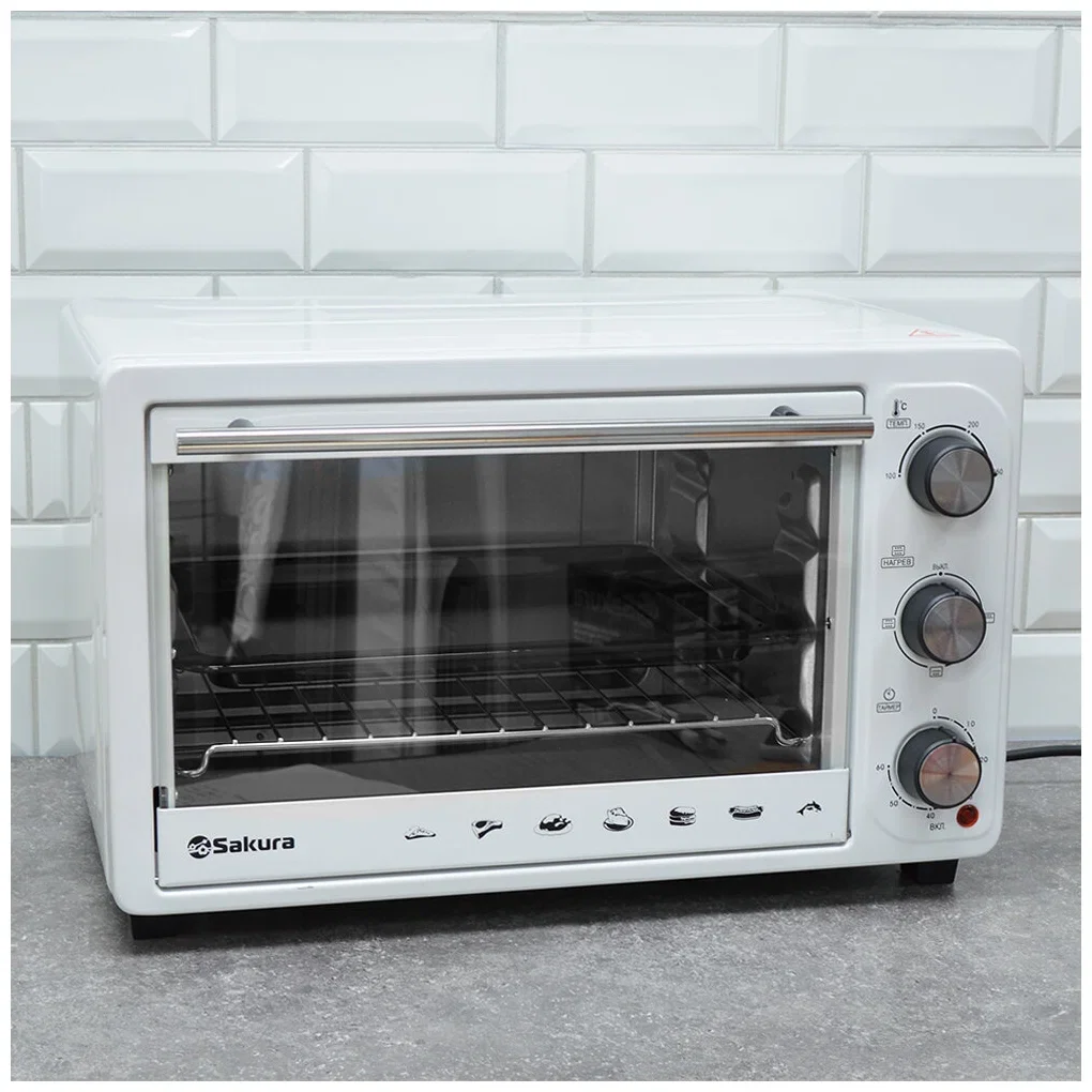 Духовка электрическая Sakura SA-7025W 1500Вт 30л таймер бел