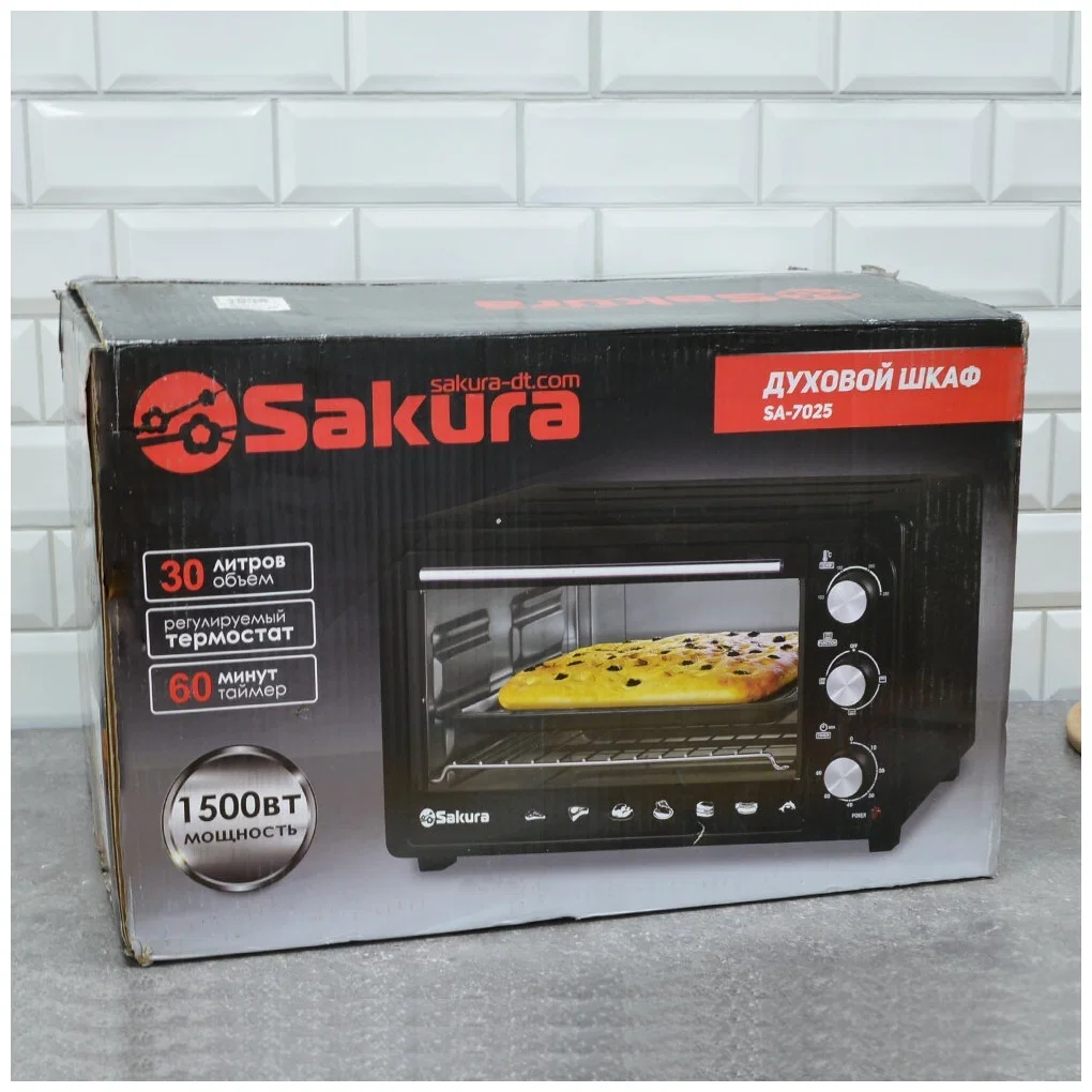Духовка электрическая Sakura SA-7025W 1500Вт 30л таймер бел