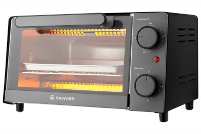 Мини-печь BRAYER BR2600 1200 Вт, 9 л, серебристый