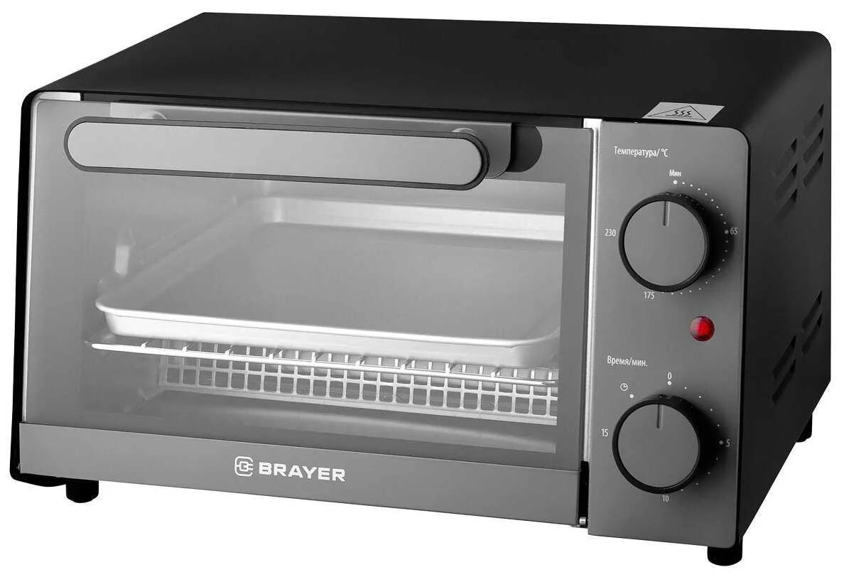 Мини-печь BRAYER BR2600 1200 Вт, 9 л, серебристый