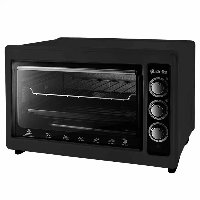 Мини-печь Delta D-0123 черная с тэном повыш мощности,1300 Вт, 37 л