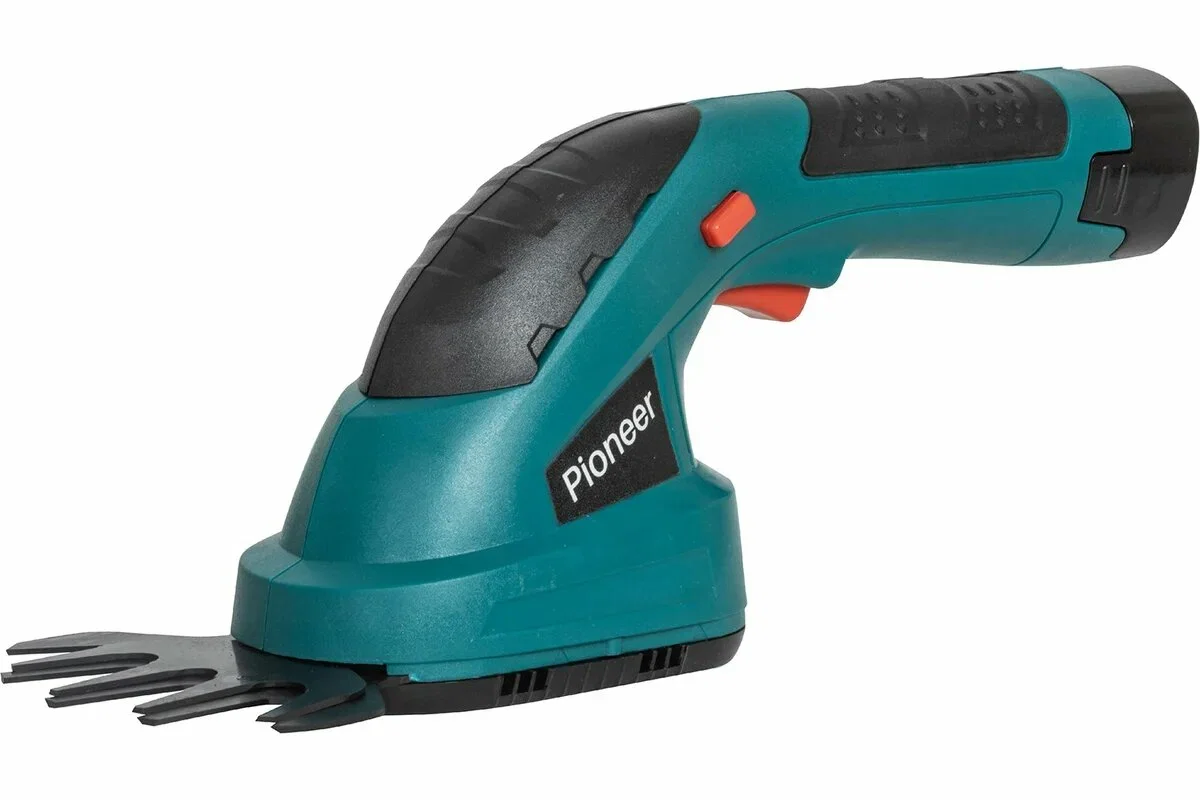 Кусторез беспроводной Pioneer BHT-070V15-02R, 7.2 В, 2000 мАч, 1000 об/мин, ширина лезвия 100 мм.