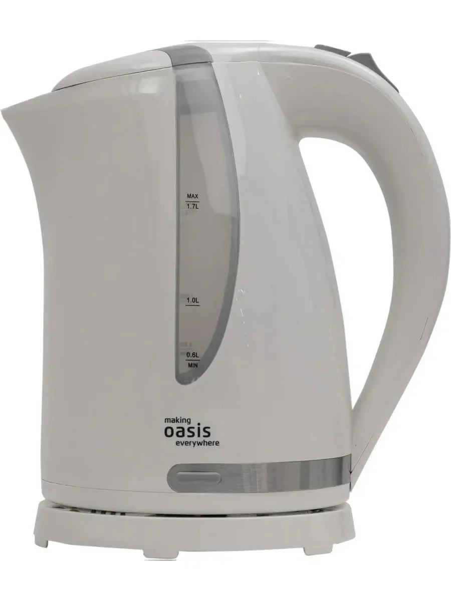 Чайник электрический Oasis K-2PW 1.7 л, 2200 Вт, белый корпус: пластик