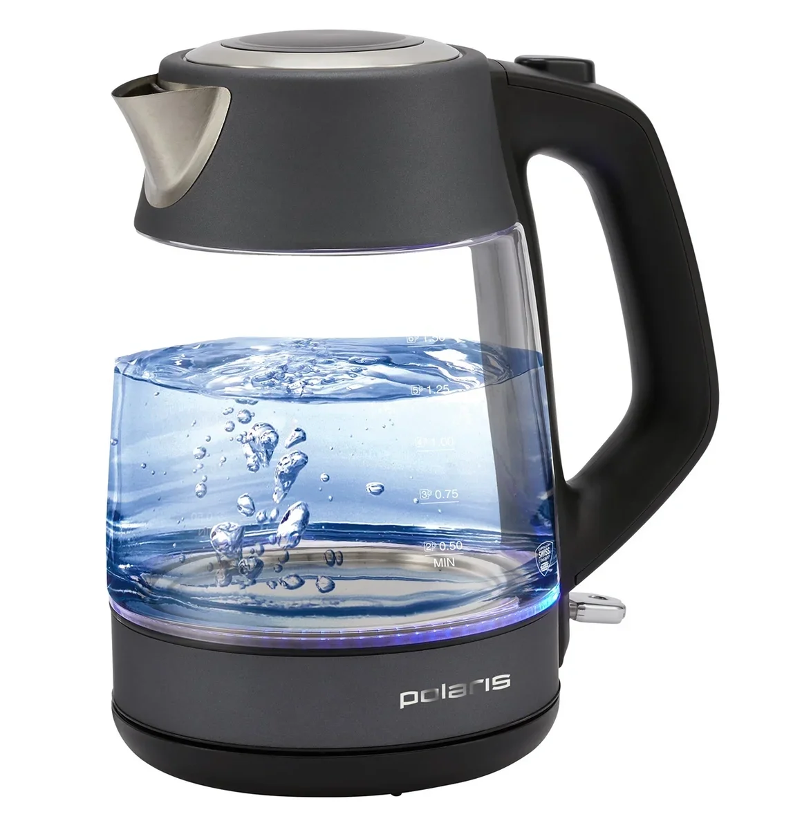 Чайник электрический Polaris PWK1760CGL графит, 1,7 л, 2150 Вт, стекло