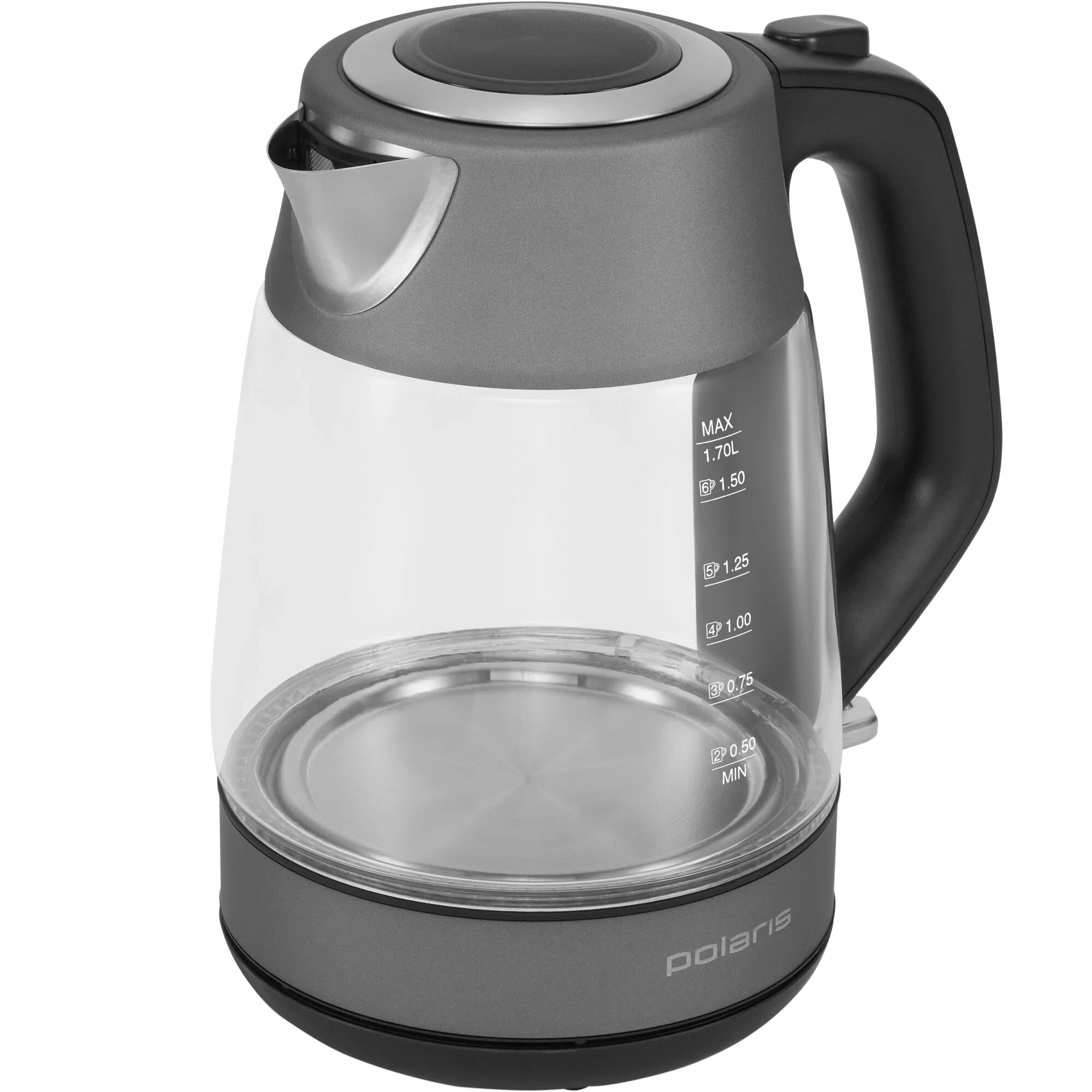 Чайник электрический Polaris PWK1760CGL графит, 1,7 л, 2150 Вт, стекло