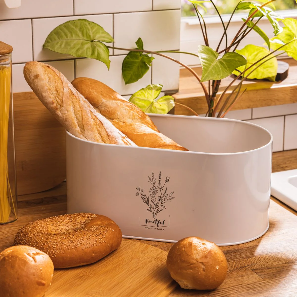 НАБОР AGNESS "PROVENCE" 2В1 ХЛЕБНИЦА 34*19*15 СМ, БАНКА ДЛЯ СЫПУЧИХ 10*12,5 СМ 2 ШТ