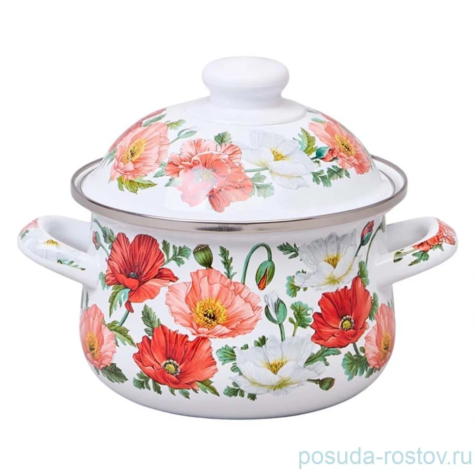 КАСТРЮЛЯ AGNESS "МАКИ" СО СТЕКЛЯННОЙ КРЫШКОЙ, НЕРЖ.СТАЛЬ, 1,5Л 16Х9 СМ