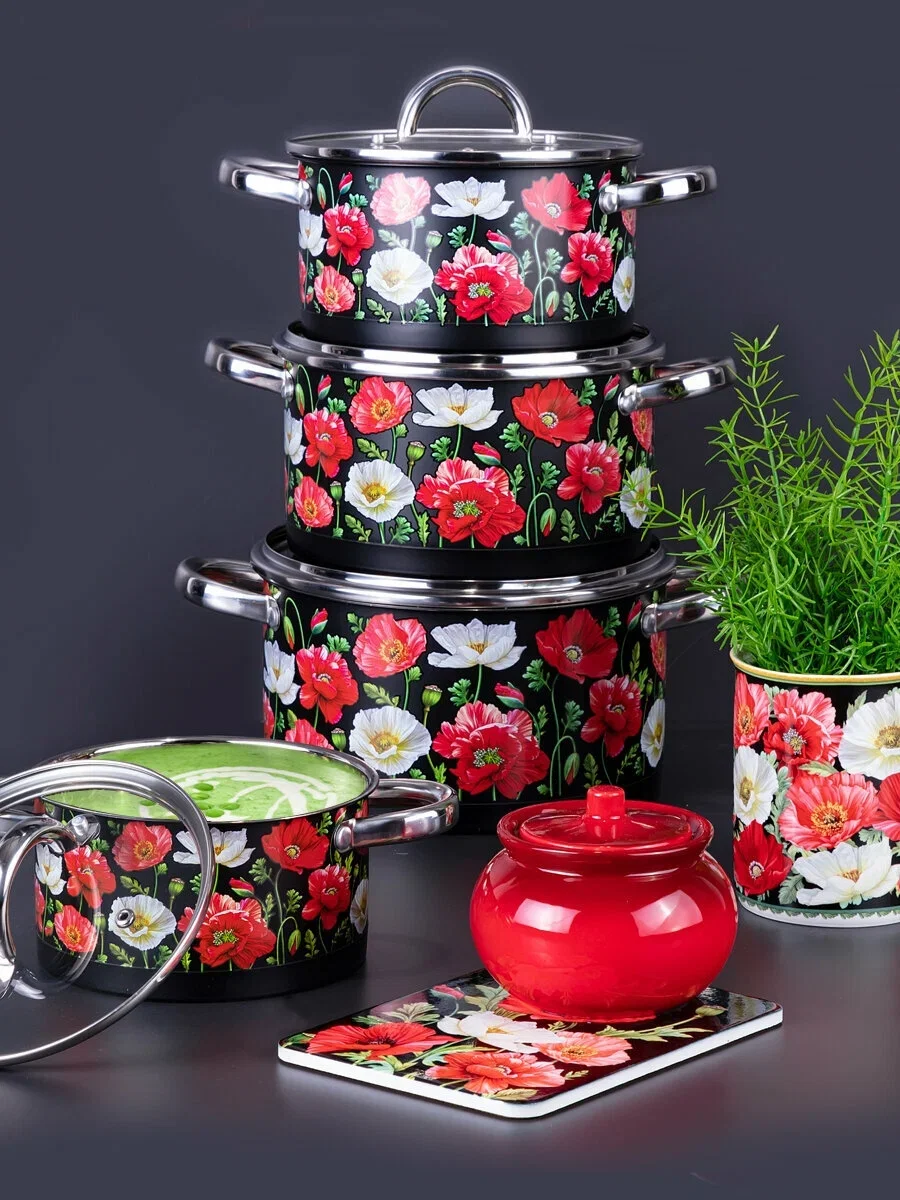 КАСТРЮЛЯ AGNESS "МАКИ" СО СТЕКЛЯННОЙ КРЫШКОЙ, НЕРЖ.СТАЛЬ, 3,1Л 20Х11 СМ