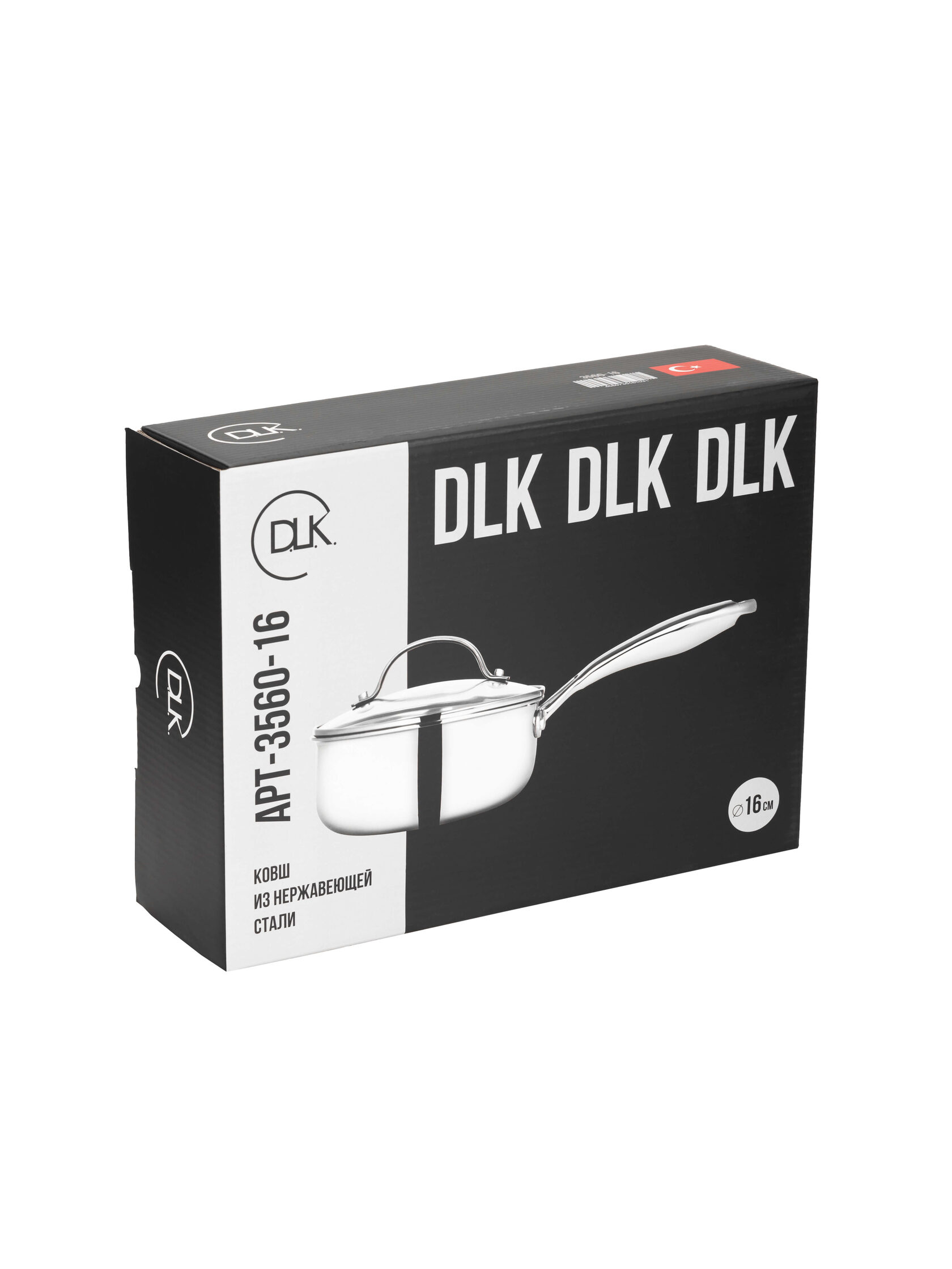DLK Ковш с крышкой стеклянной из нержавеющей стали (3-х слойный) 16x7 см (1 л), арт. 3560-16 — фото 4