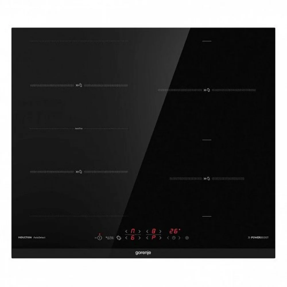 Варочная панель Gorenje, 60 см, индукция, 4 зоны нагрева, слайдерное управление, таймер, функция Bridge, функция PowerBoost, автопрограммы, автоопреде