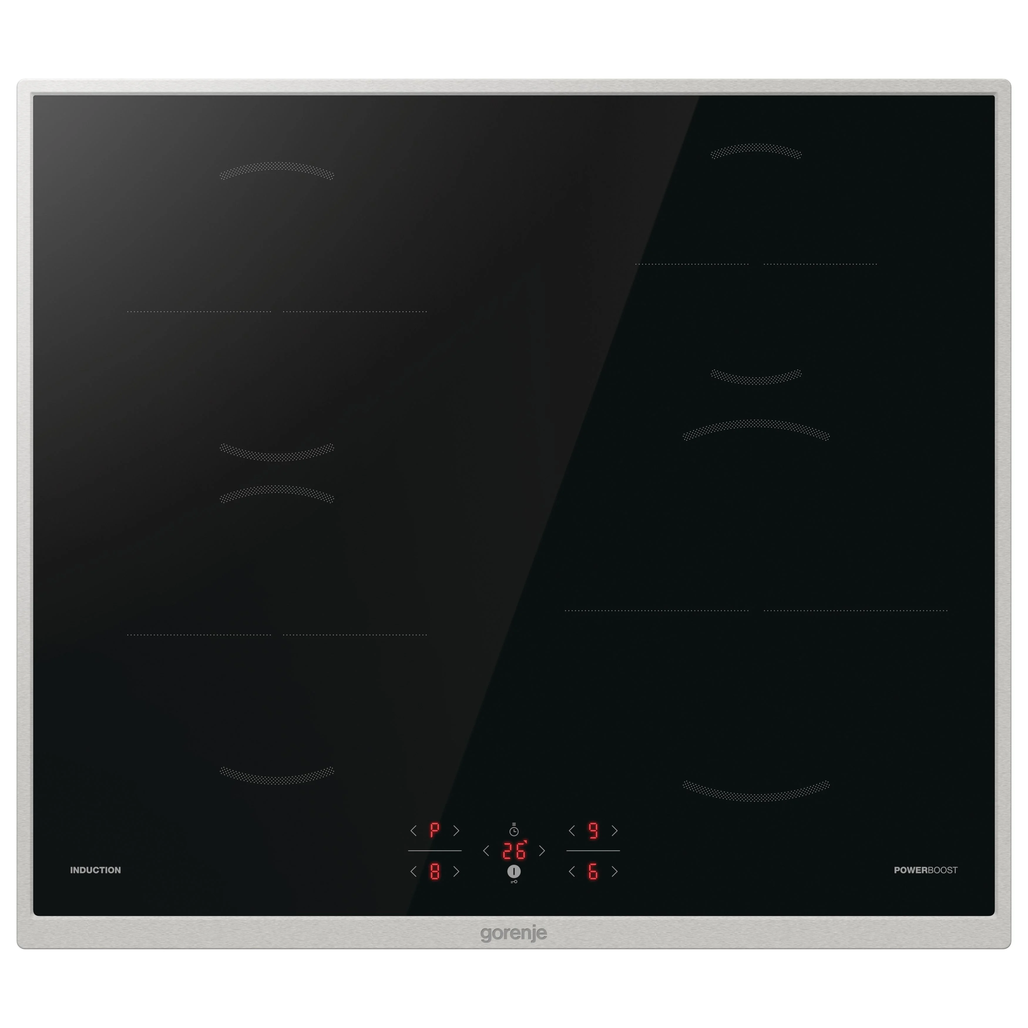 Варочная панель Gorenje, индукционная, 60 см, 4 конфорки, сенсорное управление, таймер, объединение конфорок Bridge Zone, автораспознавание посуды, Po