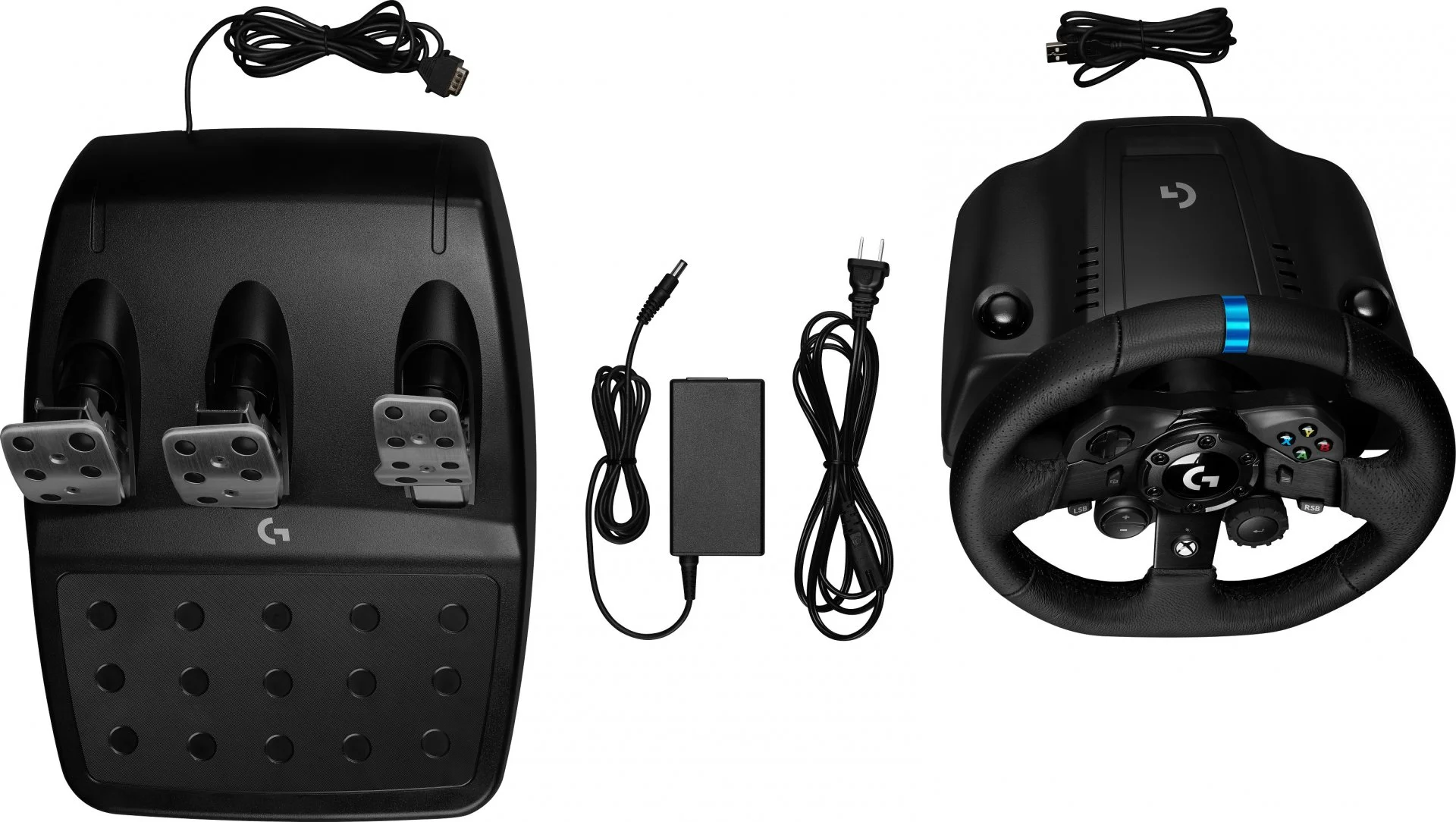 Руль Logitech G923 10кноп. (с педалями) черный