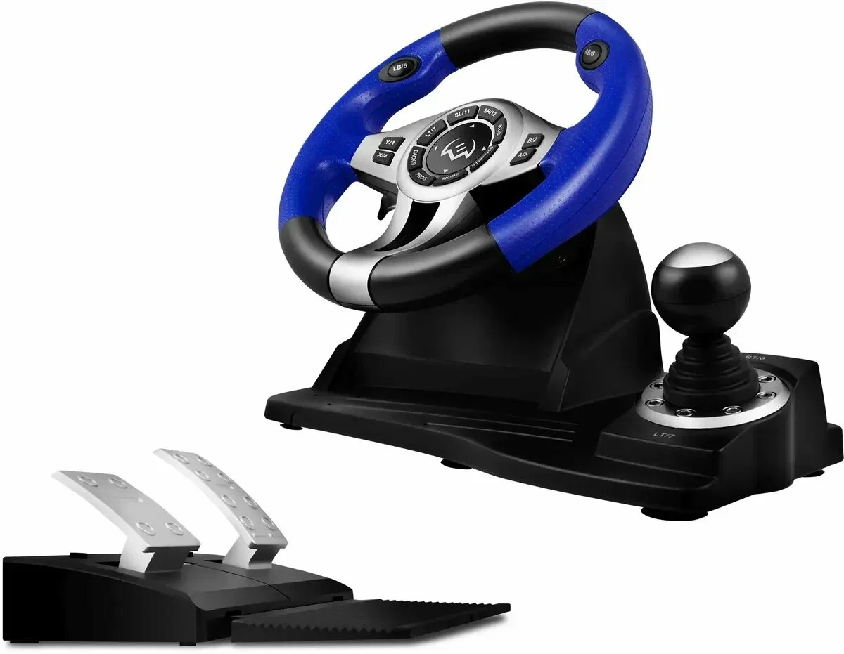 Руль черный Sven GC-W600 (виброотдача, педали, джойстик, 12 кн., USB)