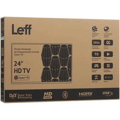 Телевизор LEFF 24" 24F690T черный DLED FHD 60Hz Smart Салют ТВ