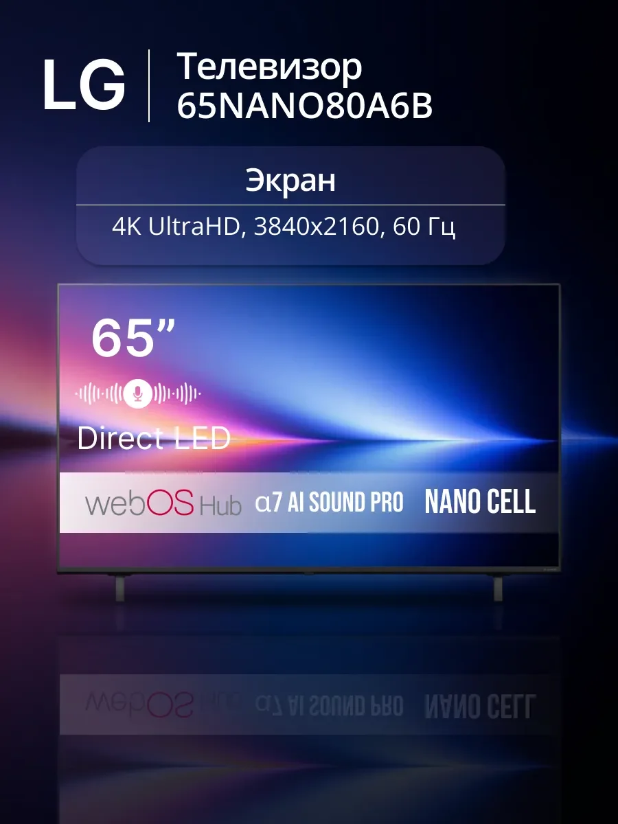 Телевизор LG 65" 65NANO80A6B ARUG синяя сажа LED 4K Ultra HD 60Hz Smart TV