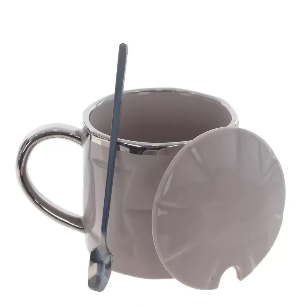 Кружка с крышкой и ложкой, 320 мл, L13,5 W9 H9,5 см, 4в.