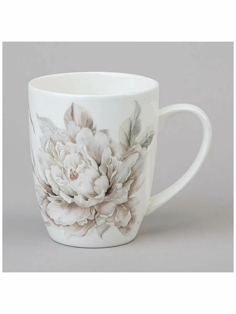 КРУЖКА LEFARD "WHITE FLOWER" 400 МЛ СЕРАЯ (КОР=48ШТ.)
