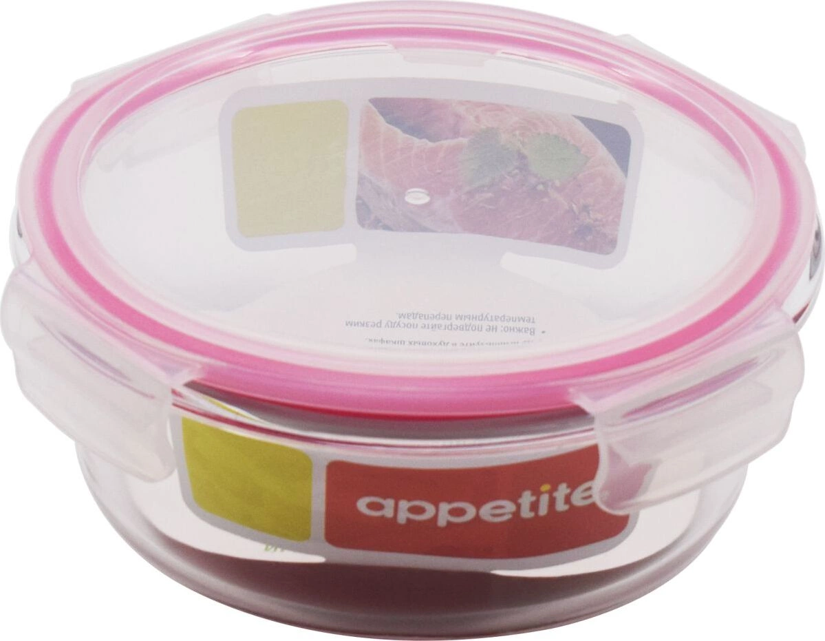 Контейнер стекл круг 950мл роз ТМ Appetite