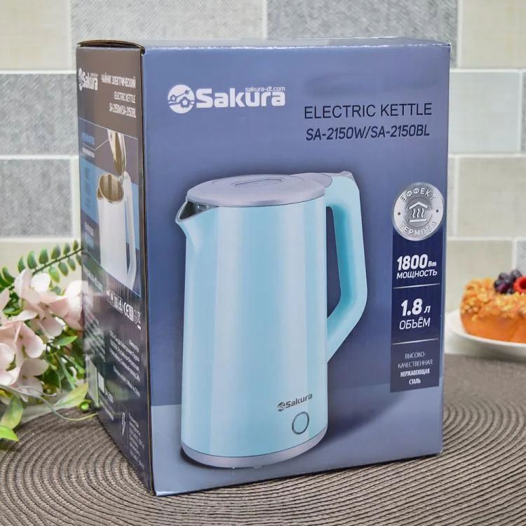 Чайник электрический Sakura SA-2150BL 1.8 л, двойной корпус голуб д