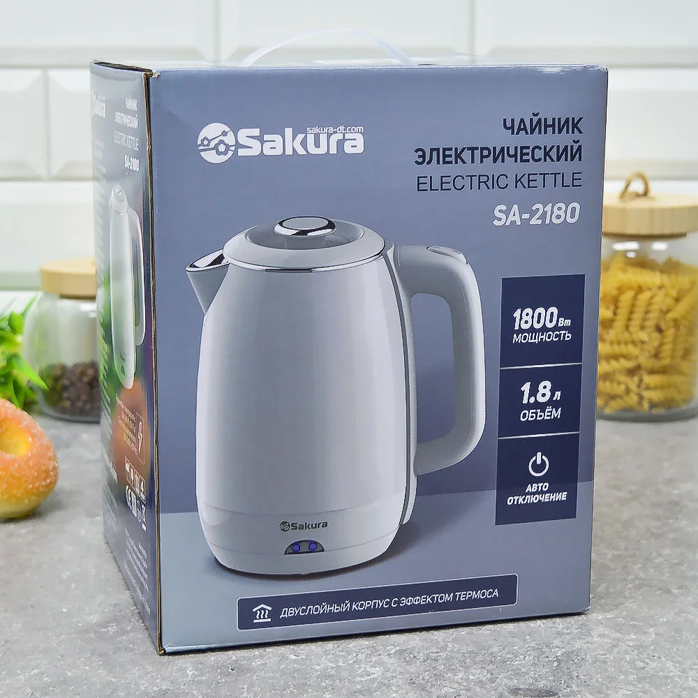 Чайник электрический Sakura SA-2180W белый, 1,8 л., 1800 Вт