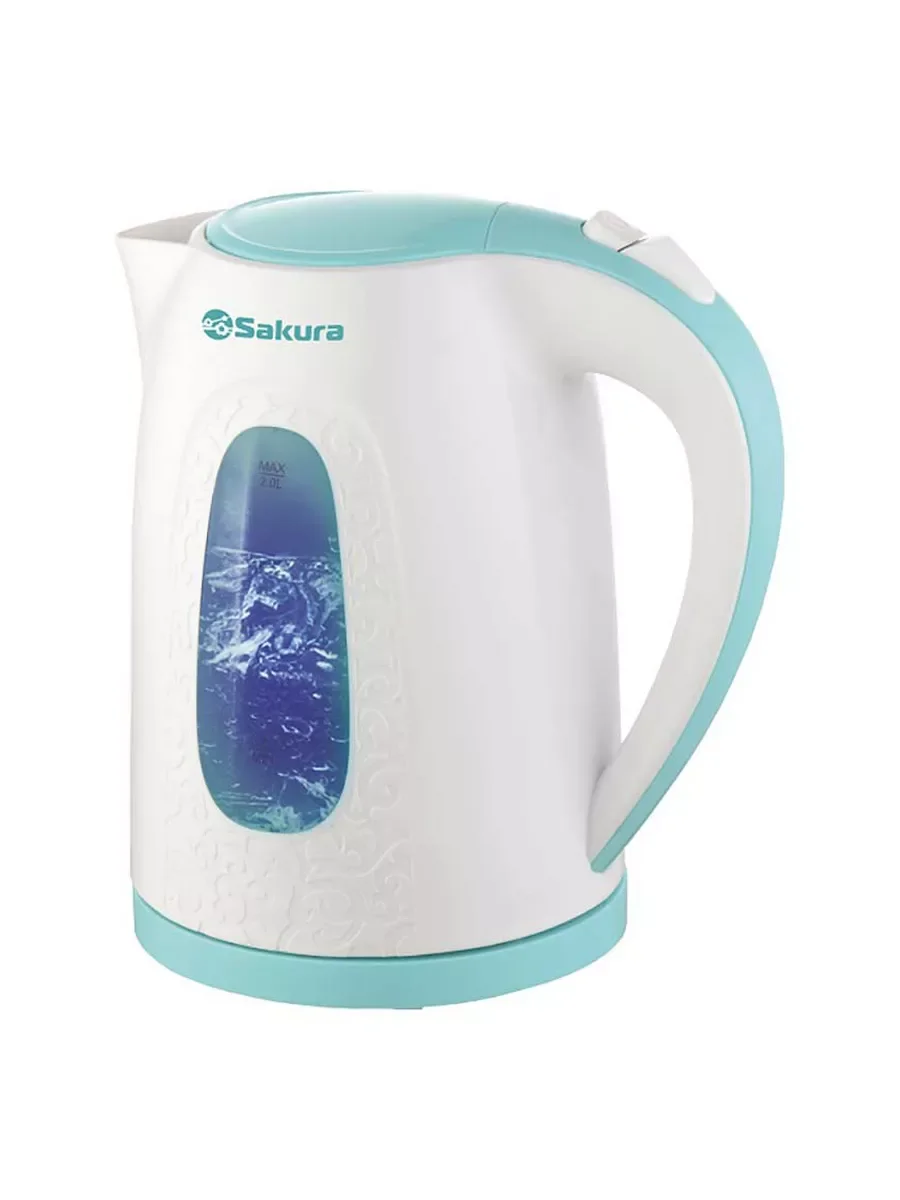 Чайник электрический Sakura SA-2345WBL 2 л, бел/мор волна д