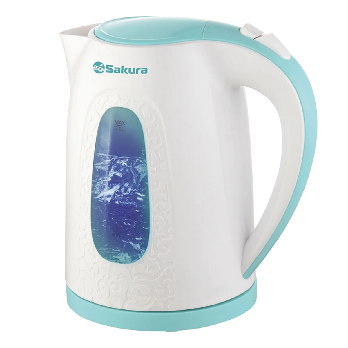 Чайник электрический Sakura SA-2345WBL 2 л, бел/мор волна д
