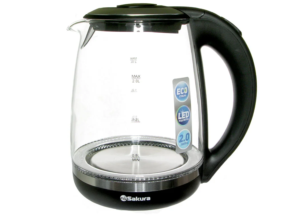 Чайник электрический Sakura SA-2719BK 2 л, стекл подсв