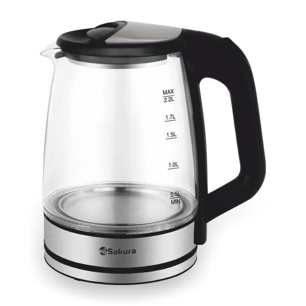 Чайник электрический Sakura SA-2722BK 2,2л,стекло,черный