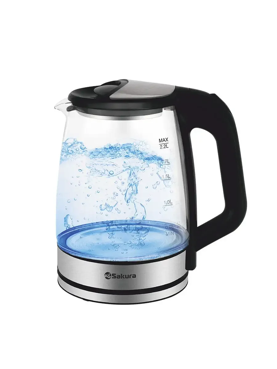 Чайник электрический Sakura SA-2722BK 2,2л,стекло,черный