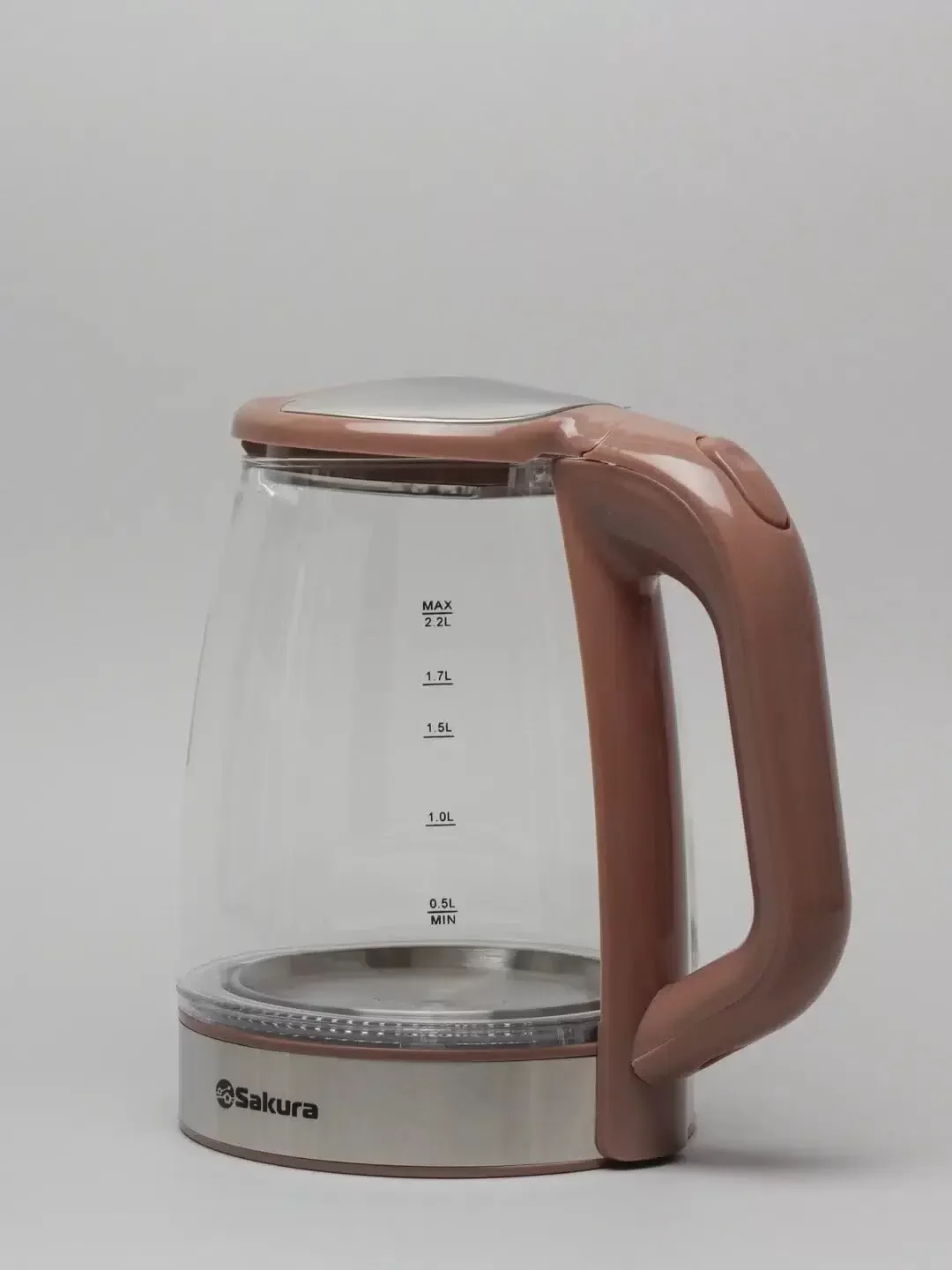 Чайник электрический Sakura SA-2722BR 2,2л,стекл,темный шоколад