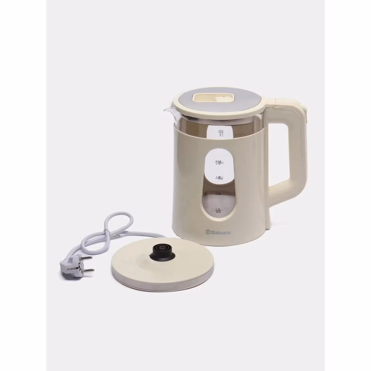 Чайник электрический Sakura SA-2735W 2,0л,стекло/пластик,белый