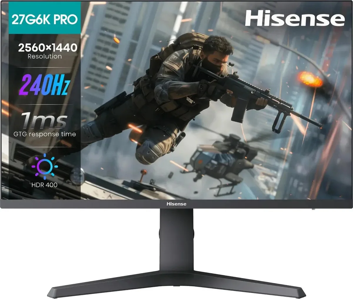 Монитор Hisense 27" 27G6Q PRO черный IPS LED 16:9 HDMI матовая HAS Piv 1000:1 320cd 89гр/89гр 2560x1440 320Hz FreeSync Premium DP QHD 5.5кг