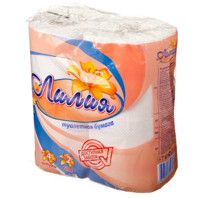 VETTA Туалетная бумага Лилия 2-х слойная Белая, 4шт, арт.9697/001