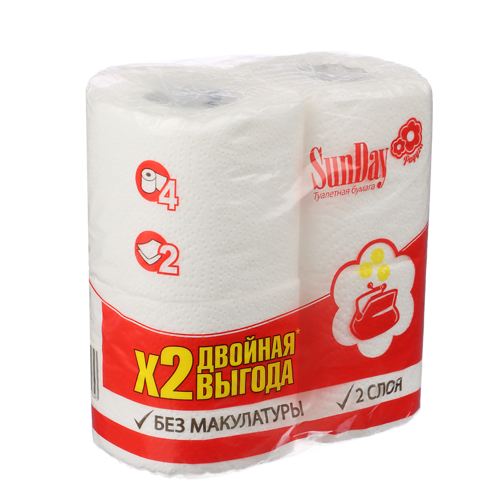 VETTA Туалетная бумага Лилия 2-х слойная Белая, 4шт, арт.9697/001