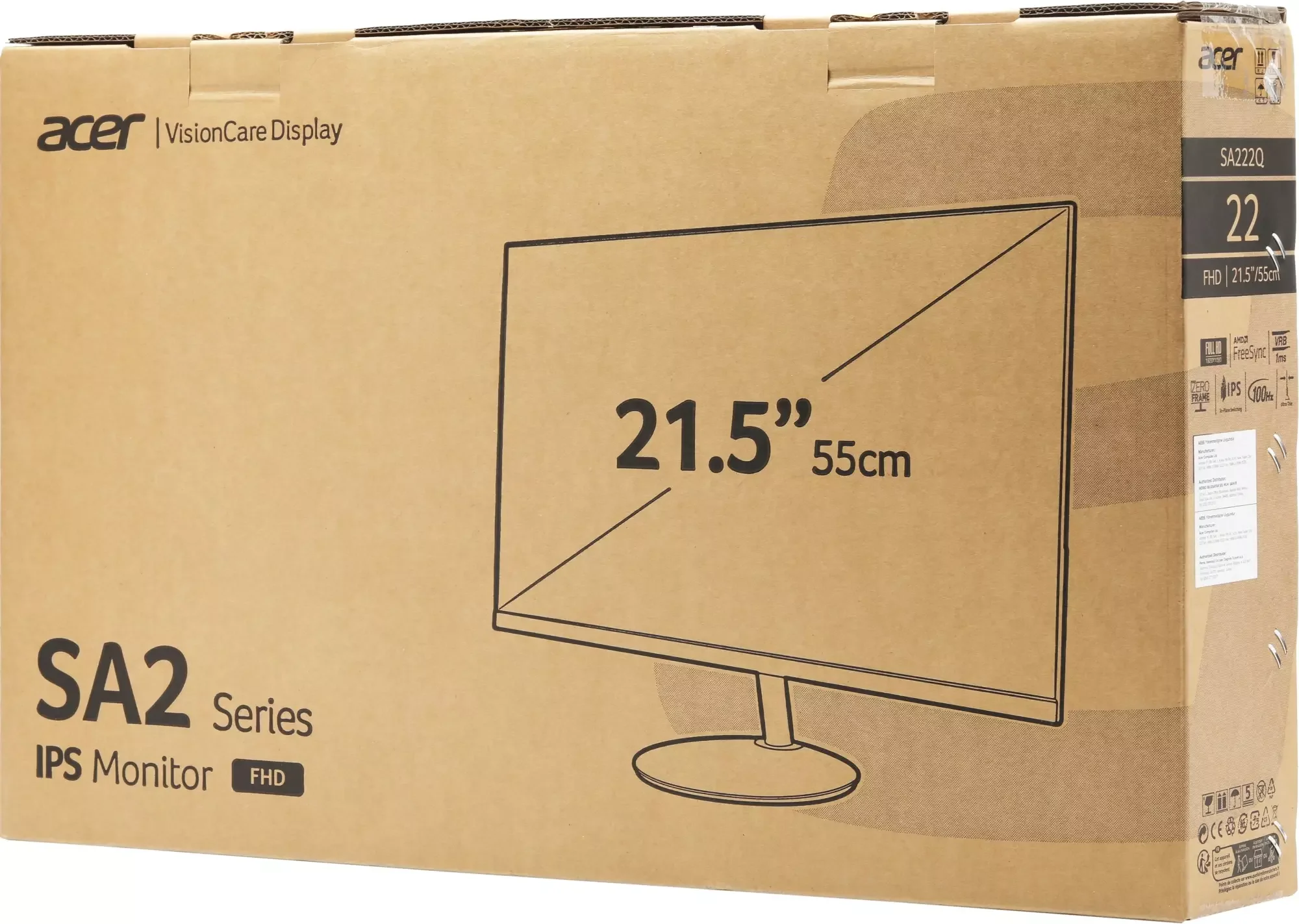 Монитор Acer 21,45'' SA222QEbi 16:9, IPS, FHD, 1/4ms, 250cd, 100Hz, VGA, HDMI