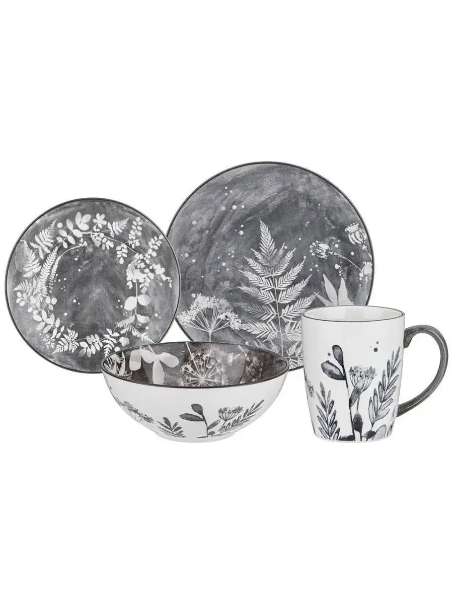 НАБОР ОБЕДЕННЫЙ LEFARD "FOREST TALE" GREY 4 ПЕР. 16 ПР. (КОР=2ШТ.)