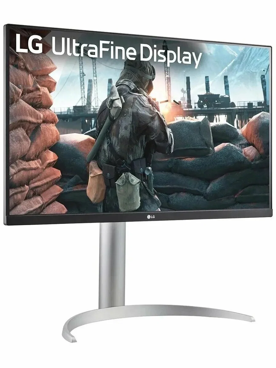 Монитор 27" LG UltraFine 27UP650K-W IPS 3840x2160, 60 Гц, 5 мс, 16:9, 400 кд/м², 2xHDMI 2.0, DP 1.4, 3.5 мм, черный/серебристый