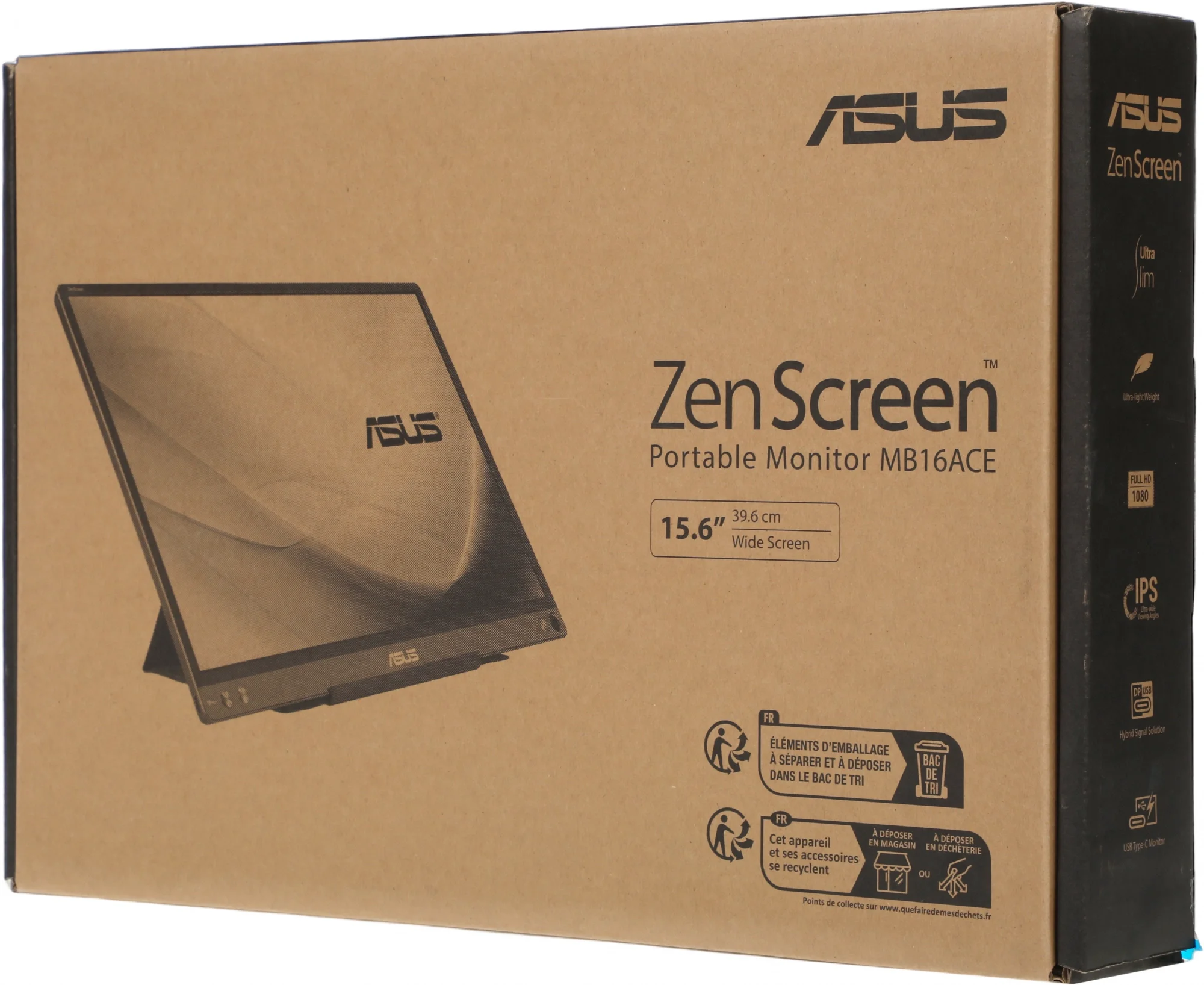 Монитор 15.6" ASUS ZenScreen MB16ACE IPS 1920x1080, 60 Гц, 4 мс, 16:9, 220 кд/м2, 1xUSB-C, темно-серый