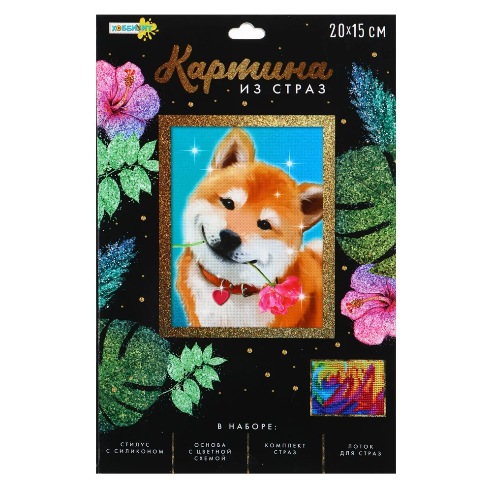 VETTA ХОББИХИТ Картина из страз, комплект (стразы, палочка, основа, мольберт), 10х15см, 10 дизайнов