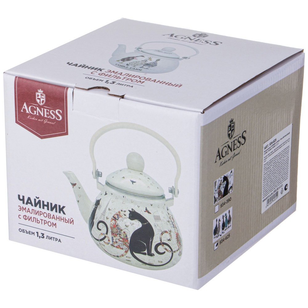 ARTI-M ЧАЙНИК AGNESS ЭМАЛИРОВАННЫЙ СЕРИЯ "FAMILY FARM", 1,3 Л