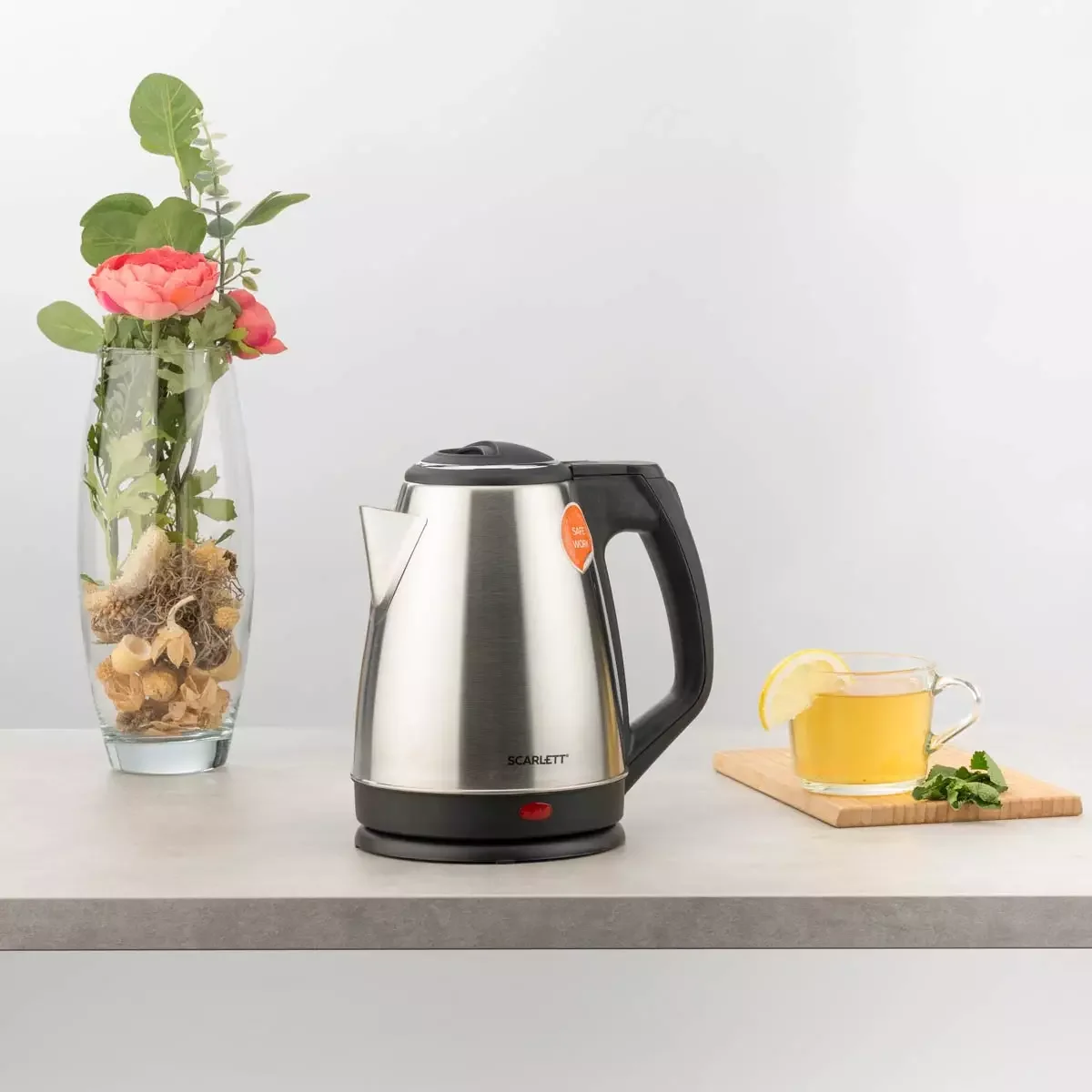 Чайник электрический Scarlett SC-EK21S25 1.5 л, 1350 Вт, серебристый (корпус: нержавеющая сталь)