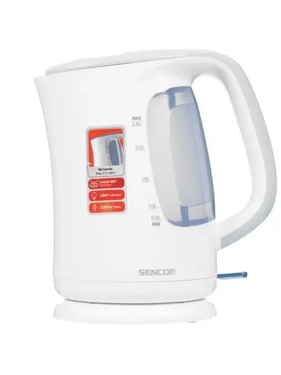 Чайник электрический Sencor SWK 2510WH пластик, 2,5 л, 2200 Вт, белый