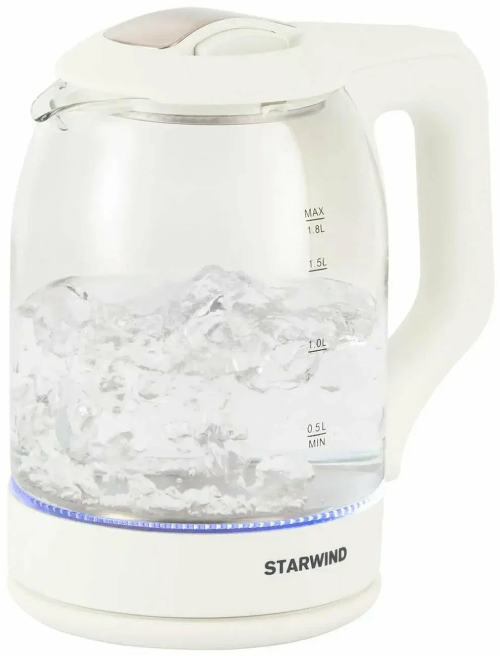 Чайник электрический StarWind SKG1056 1.8 л, 2000 Вт, белый/прозрачный
