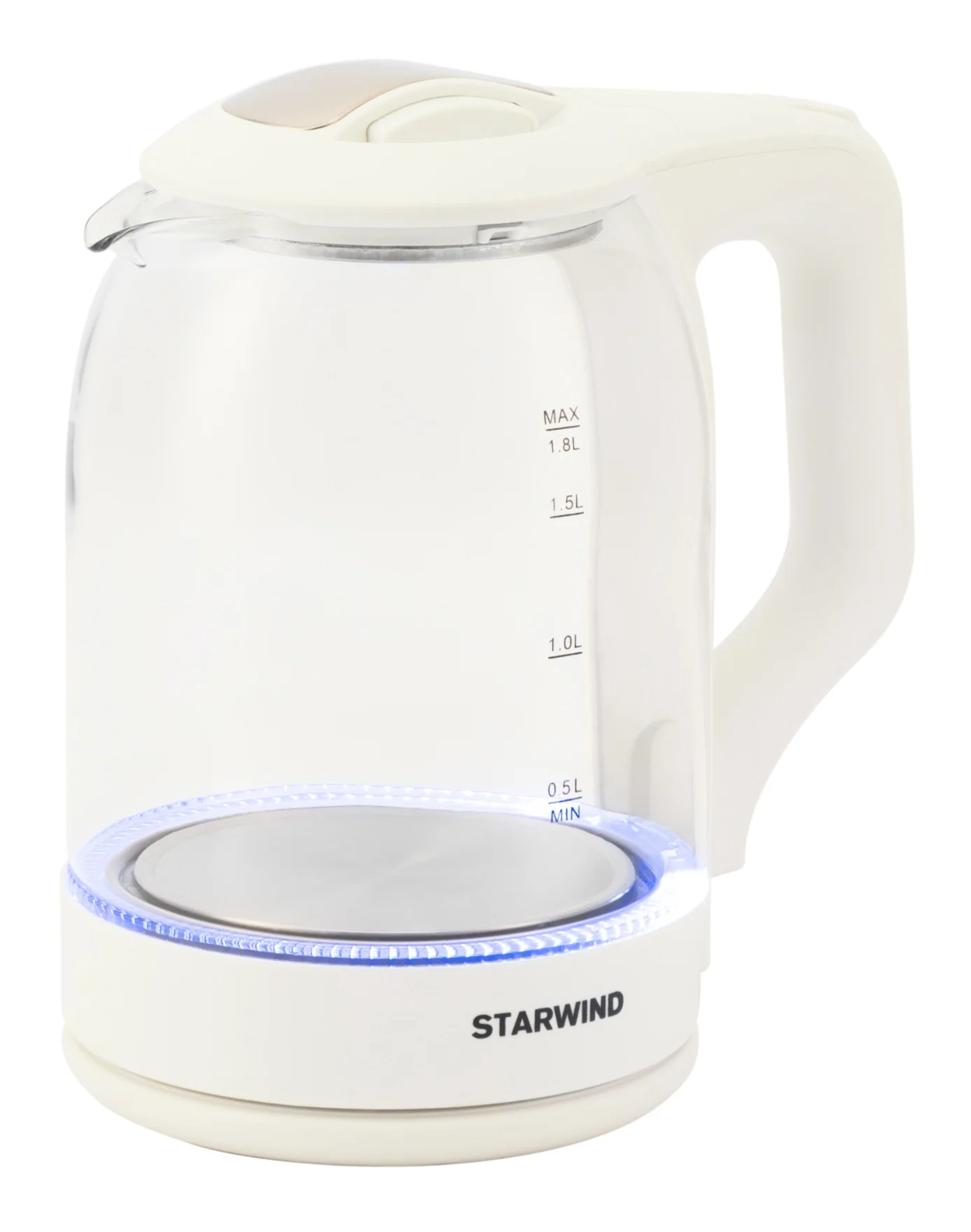 Чайник электрический StarWind SKG1056 1.8 л, 2000 Вт, белый/прозрачный