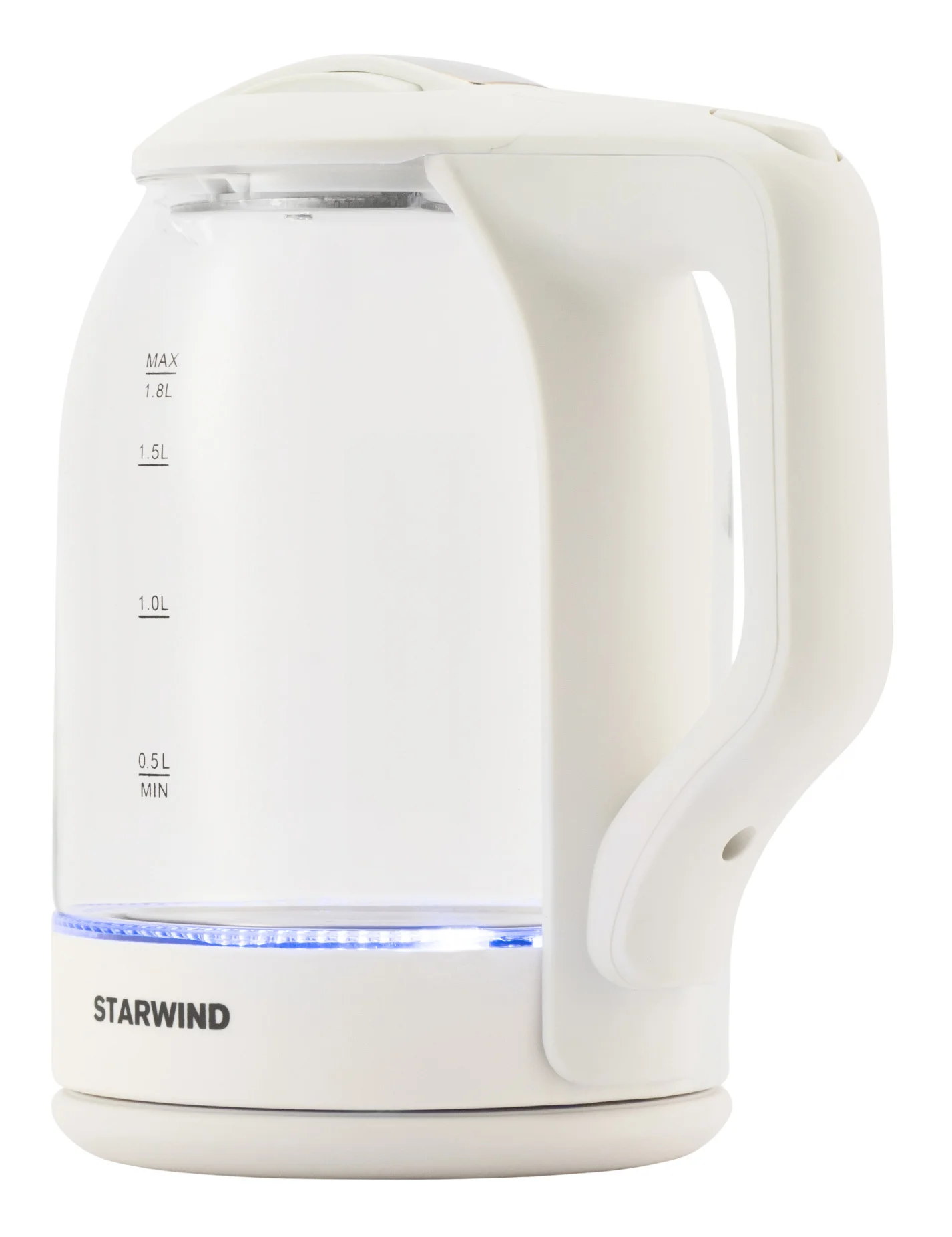 Чайник электрический StarWind SKG1056 1.8 л, 2000 Вт, белый/прозрачный