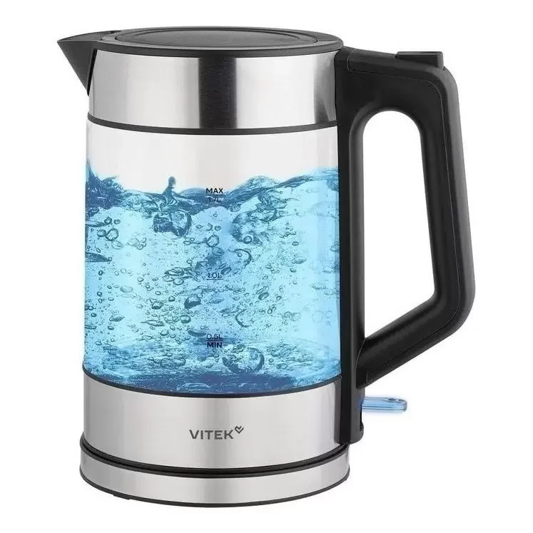 Чайник электрический Vitek VT-WK1001 0.8л. 1000Вт белый/черный корпус: металл
