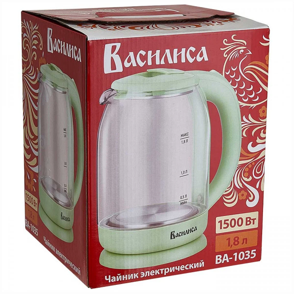 Чайник электрический ВАСИЛИСА ВА-1035 зеленый