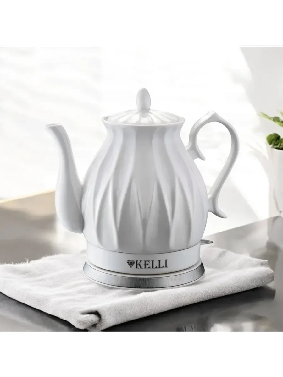 Чайник электрический керамический KELLI KL-1341 бирюзовый