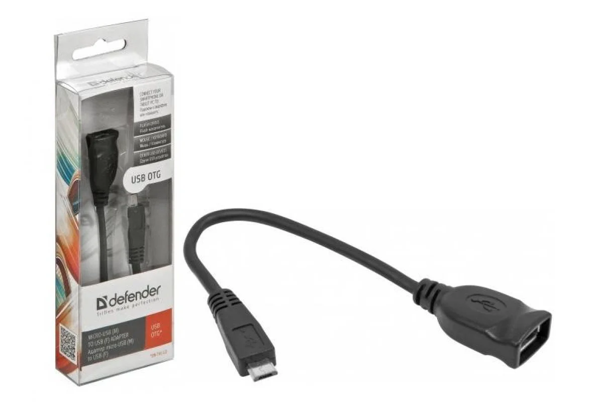 Defender Кабель-переходник microUSB (M) - USB (F) /для подкл. устр. USB Flash, HDD, мыши, и и т.д./ поддерж. режим OTG.